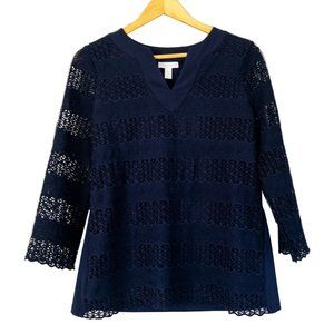 Charter Club Navy Lace Tunic Top